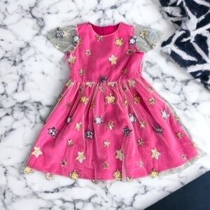 Holly Hastie Aster Sequin Star Tulle Girls Party Dress Age 4 in Pink MSRP $159